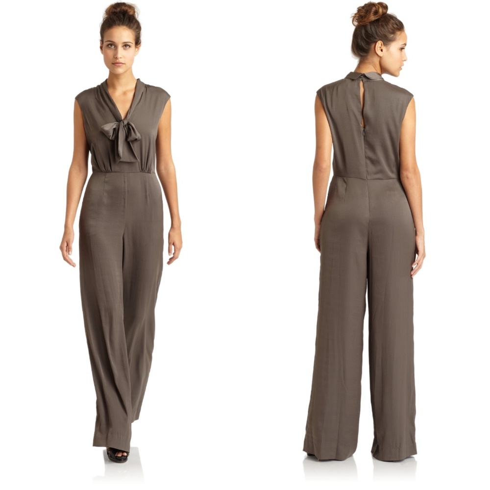NEW BCBGMaxAzria Acedia Satin Tie Neck Jumpsuit